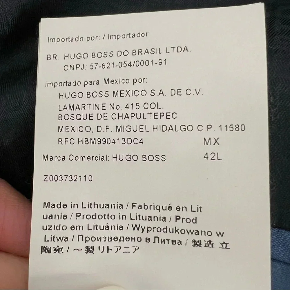 Hugo Boss Blue Micro Check Suit Jacket Blazer Coat Super 100 Modern Fit Men 42 L - Picture 11 of 12